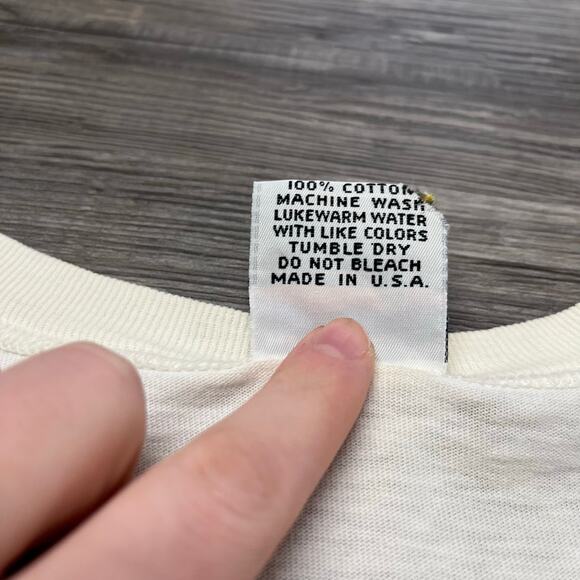 Vintage 1987 Pier Pressure Hobie Heavy White Mens XL Surfer USA Made Pocket Tee - Picture 9 of 13